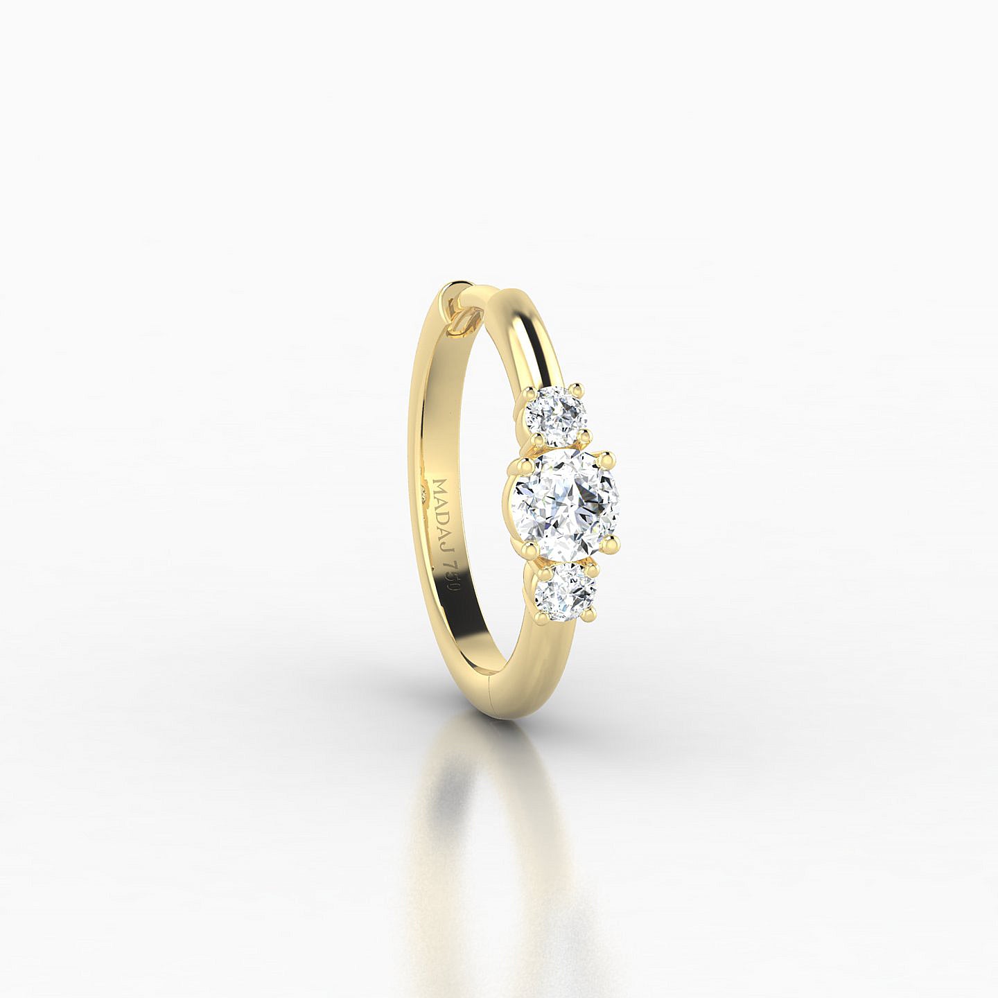 Grace | 18k Yellow Gold 9.5 mm Trilogy Round Diamond Hoop Piercing