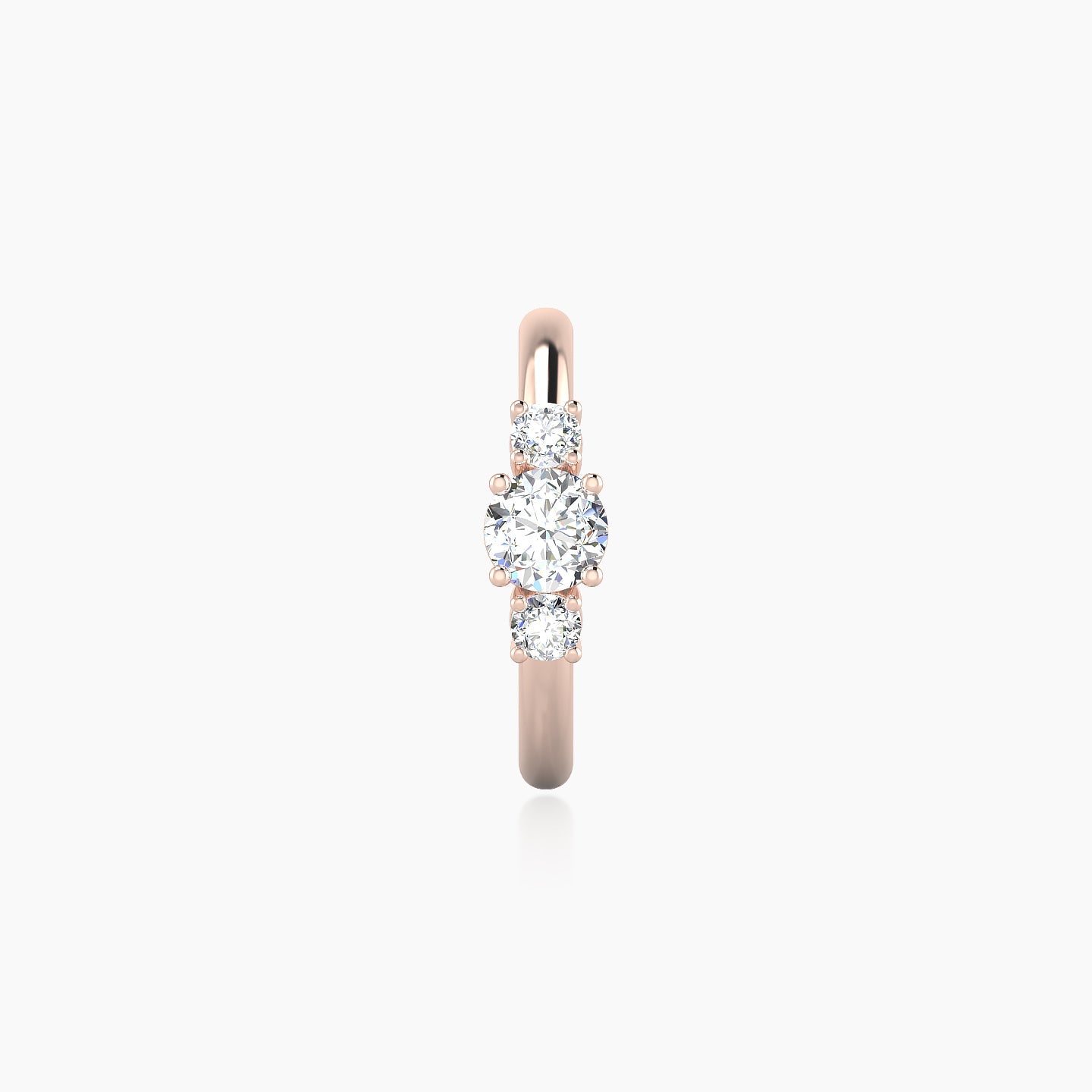 Grace | 18k Rose Gold 9.5 mm Trilogy Round Diamond Hoop Piercing
