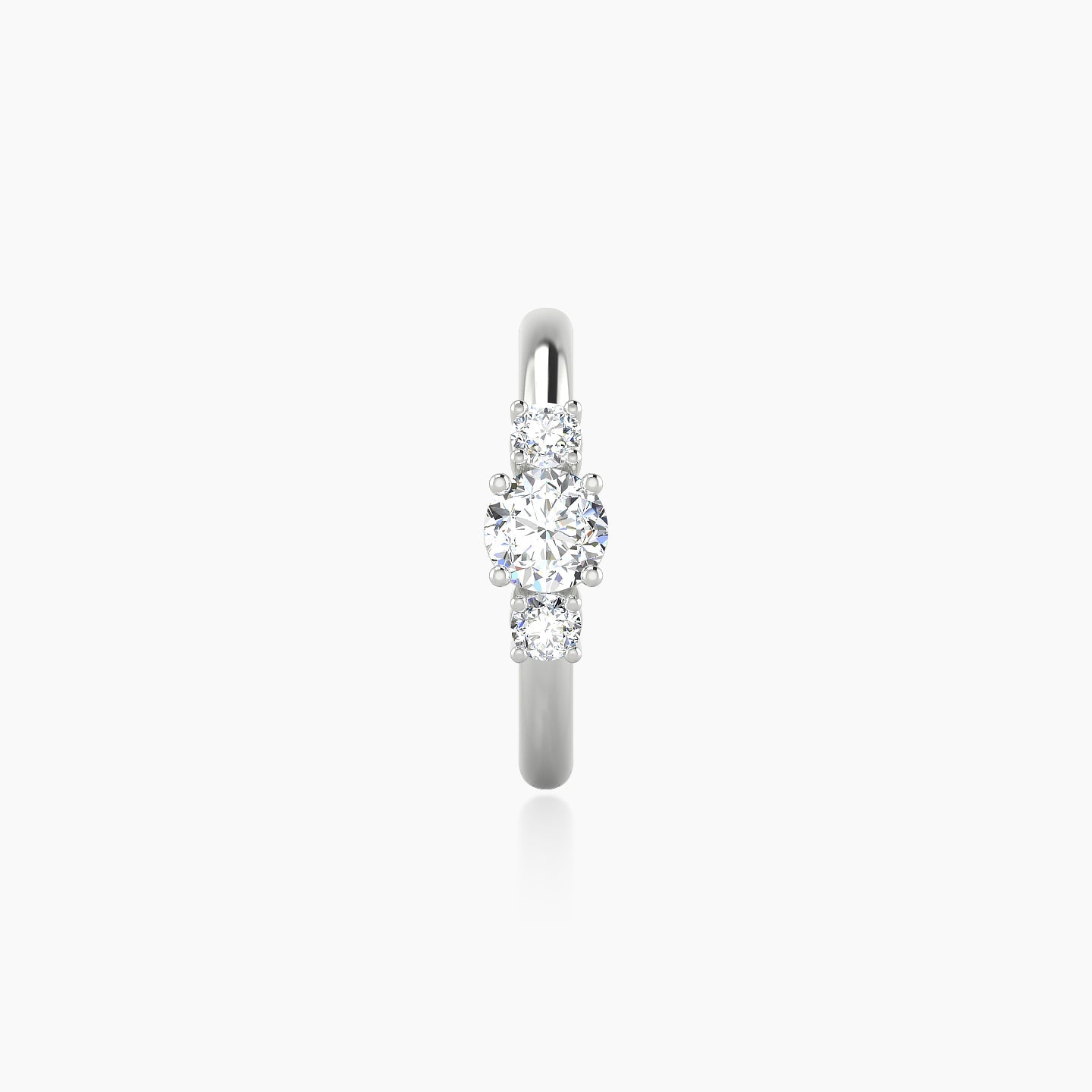 Grace | 18k White Gold 9.5 mm Trilogy Round Diamond Hoop Piercing