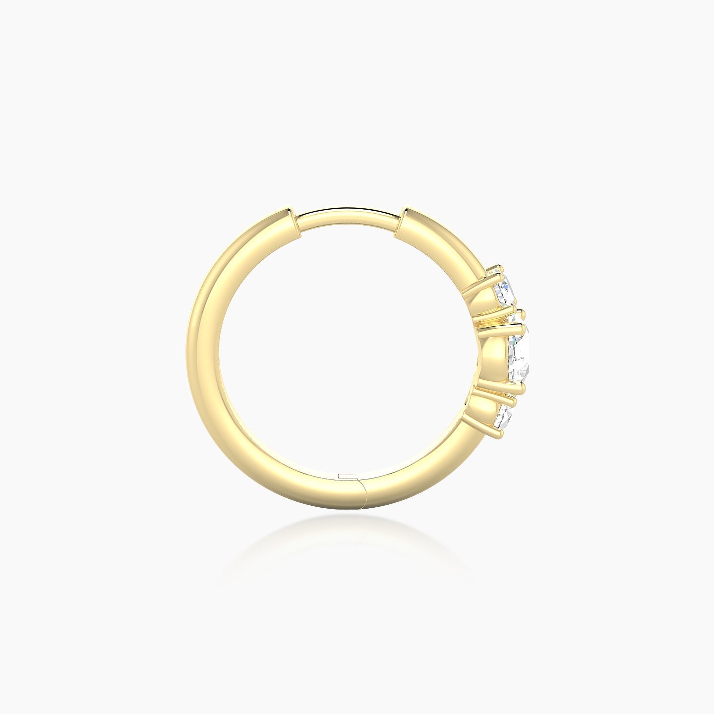 Grace | 18k Yellow Gold 9.5 mm Trilogy Round Diamond Hoop Piercing
