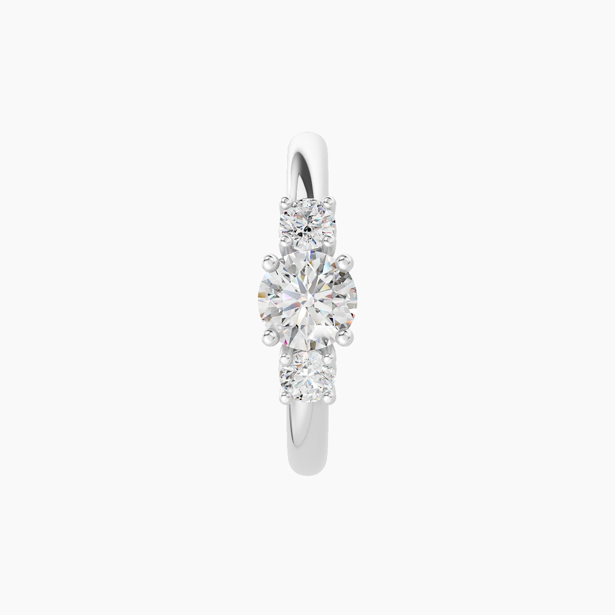 Grace | 18k White Gold 9.5 mm Trilogy Round Diamond Nose Ring Piercing