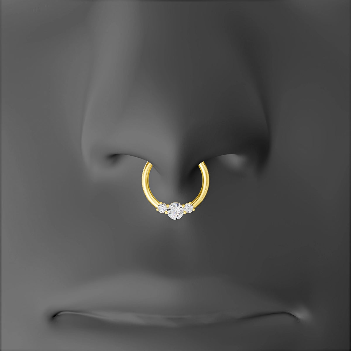 Grace | 18k Yellow Gold 9.5 mm Trilogy Round Diamond Septum Piercing