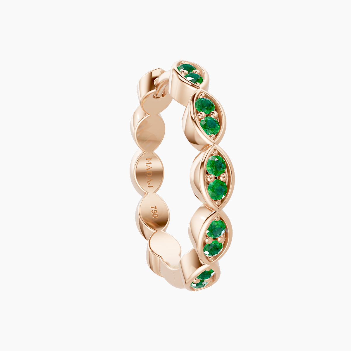 Hathor | 18k Rose Gold 11 mm Emerald Hoop Piercing