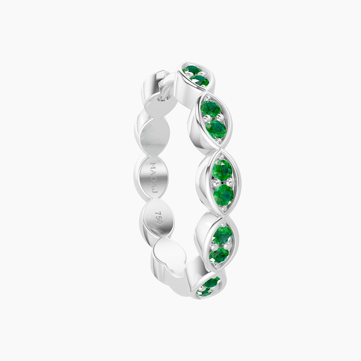 Hathor | 18k White Gold 11 mm Emerald Hoop Piercing