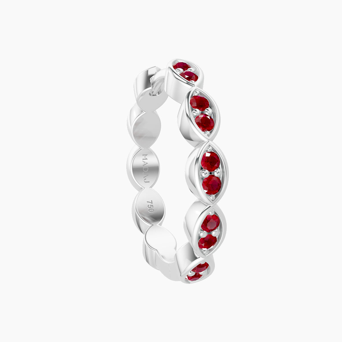 Hathor | 18k White Gold 11 mm Ruby Hoop Piercing