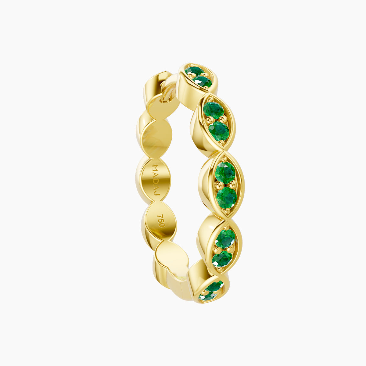 Hathor | 18k Yellow Gold 11 mm Emerald Hoop Piercing