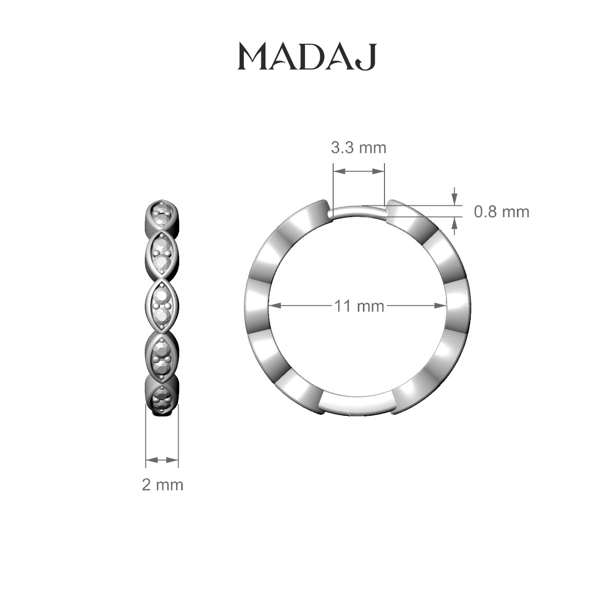 Hathor | 18k Yellow Gold 11 mm Emerald Hoop Piercing