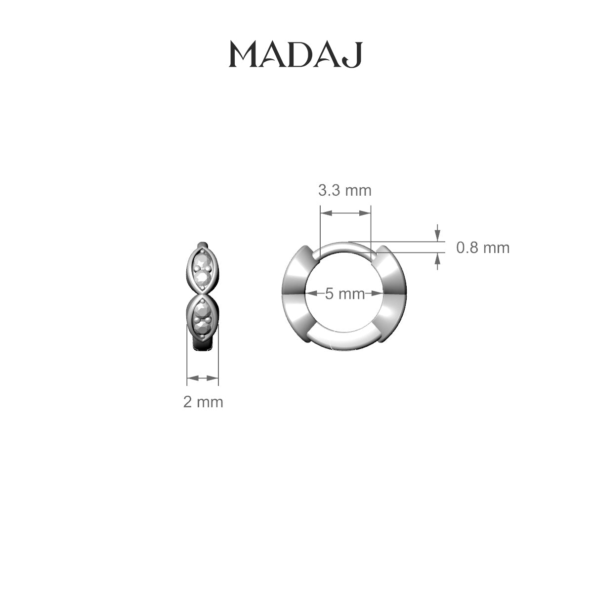 Hathor | 18k White Gold 5 mm Emerald Hoop Piercing