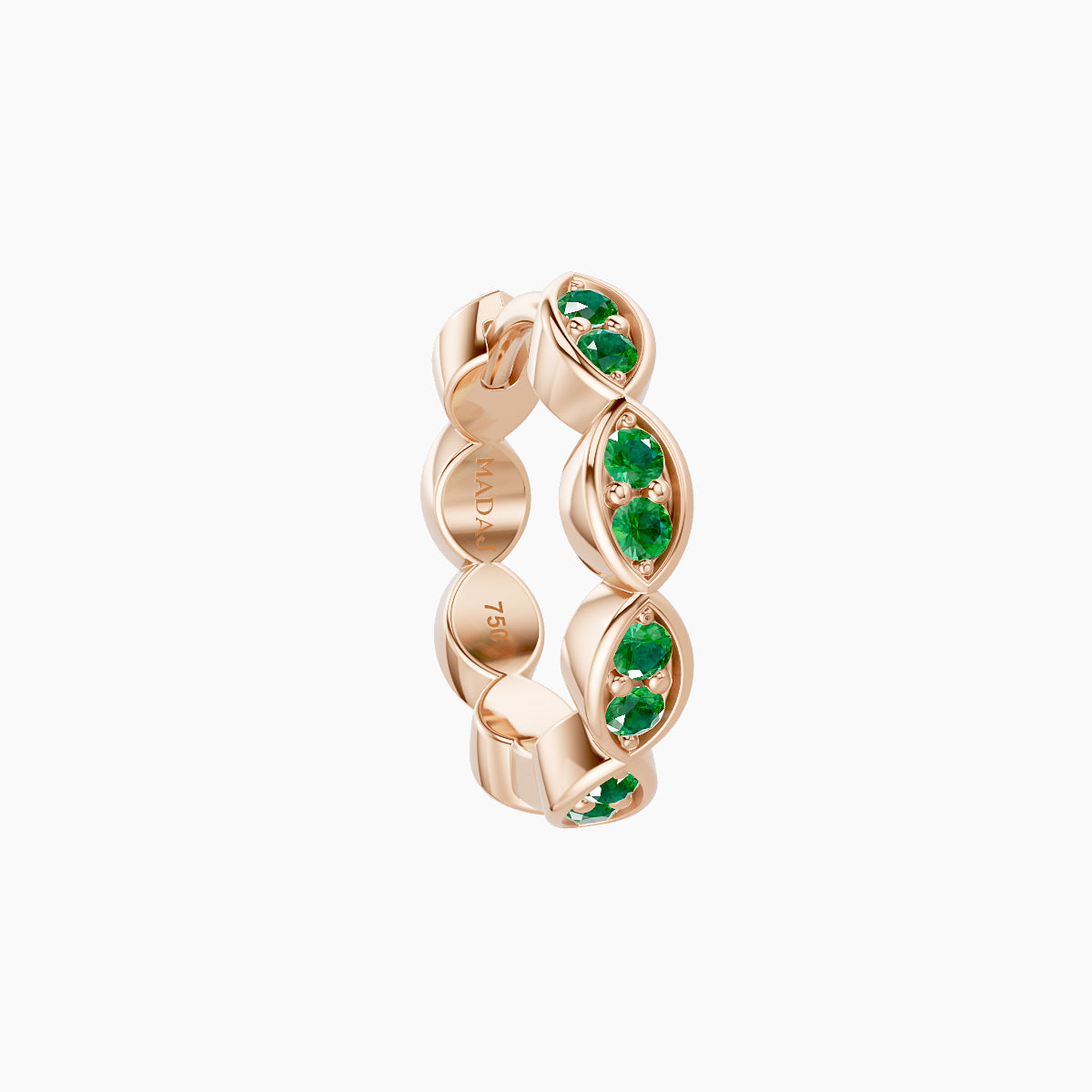 Hathor | 18k Rose Gold 8 mm Emerald Hoop Piercing