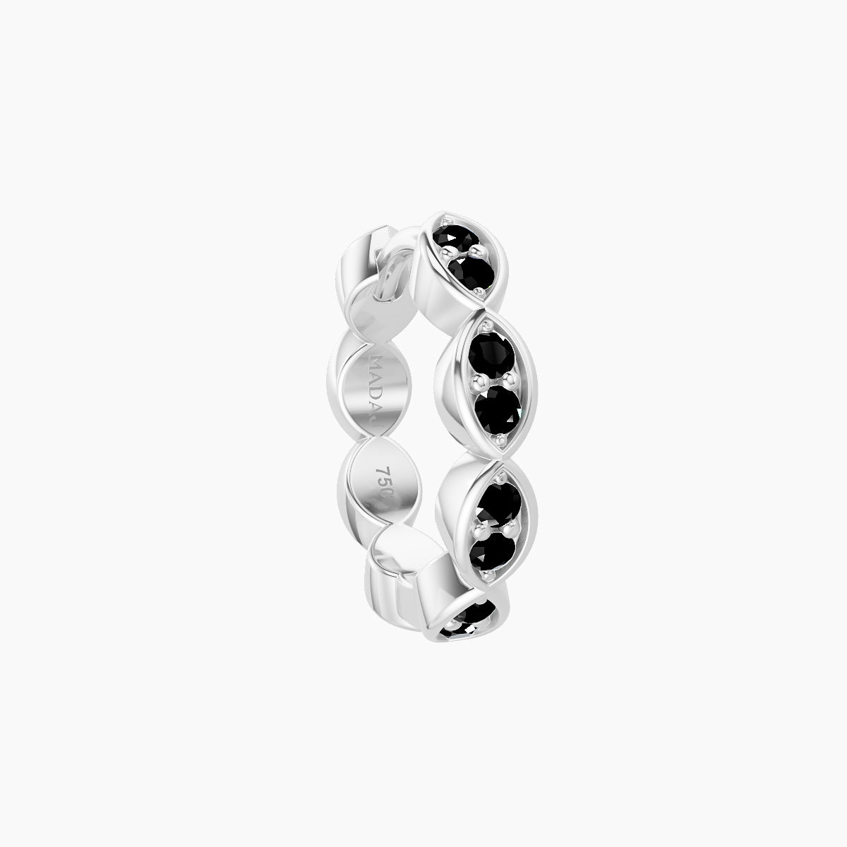 Hathor | 18k White Gold 8 mm Black Diamond Hoop Piercing