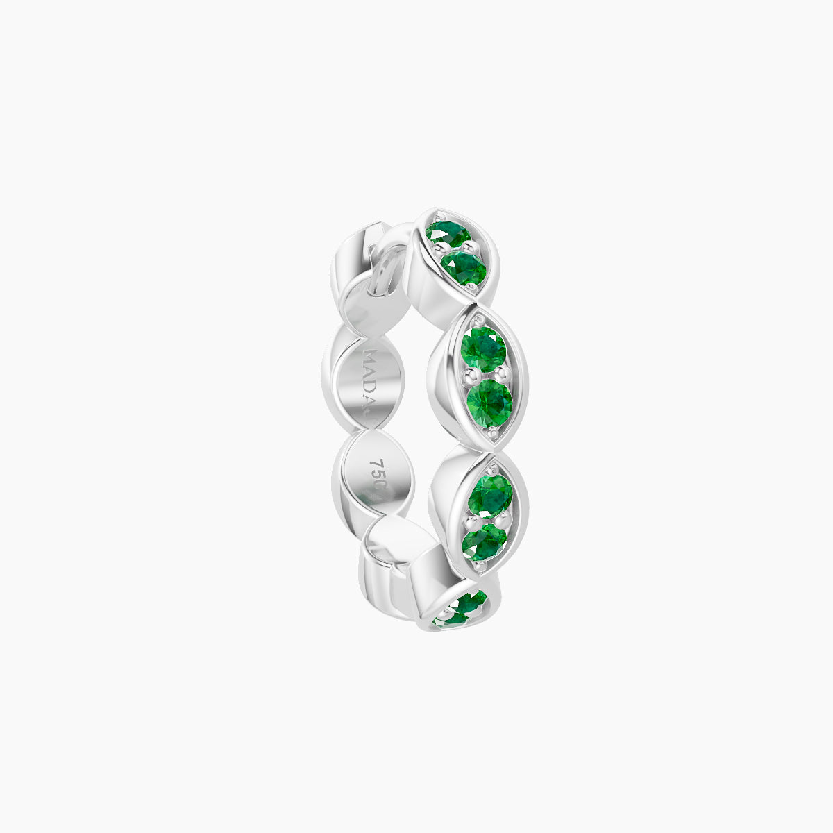 Hathor | 18k White Gold 8 mm Emerald Hoop Piercing