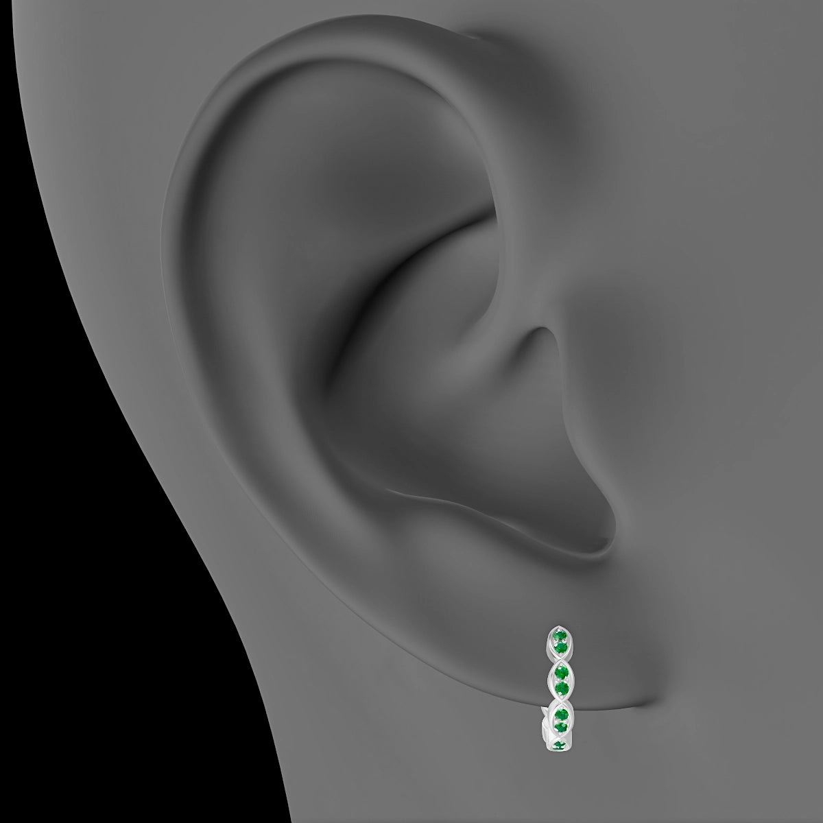 Hathor | 18k White Gold 8 mm Emerald Hoop Piercing