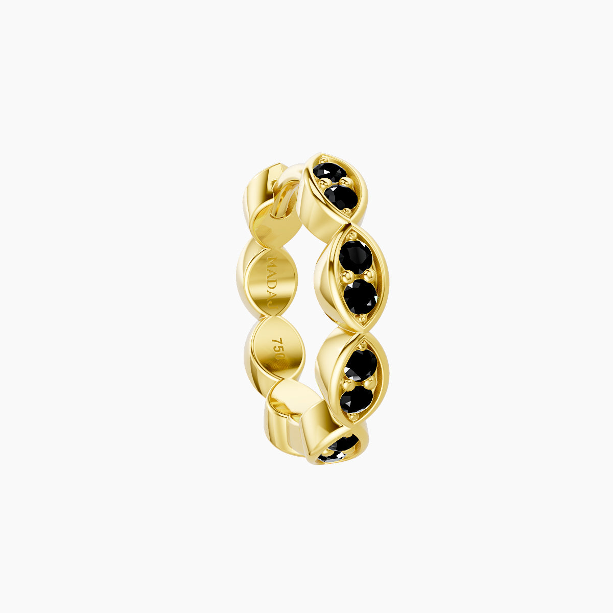 Hathor | 18k Yellow Gold 8 mm Black Diamond Hoop Piercing