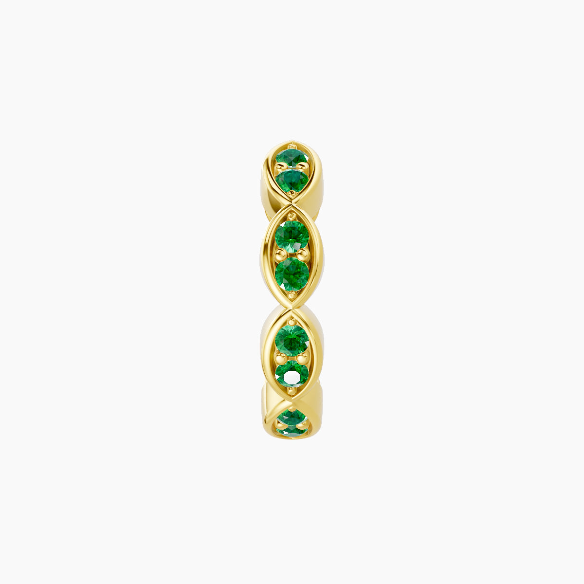 Hathor | 18k Yellow Gold 8 mm Emerald Hoop Piercing