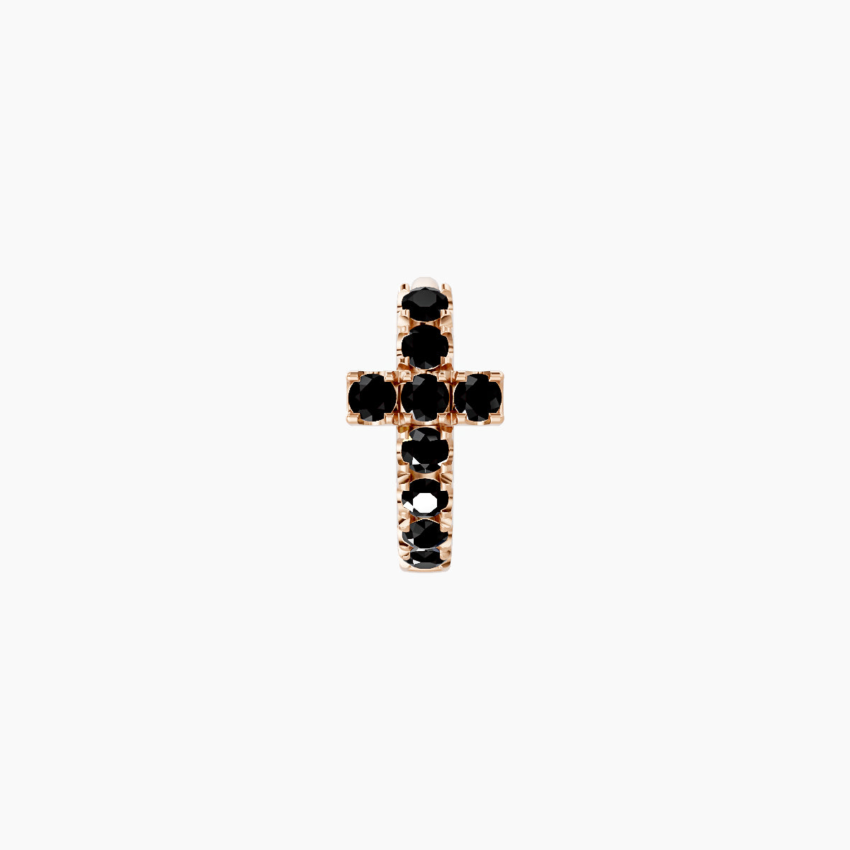 Hecate | 18k Rose Gold 5 mm Cross Black Diamond Hoop Piercing