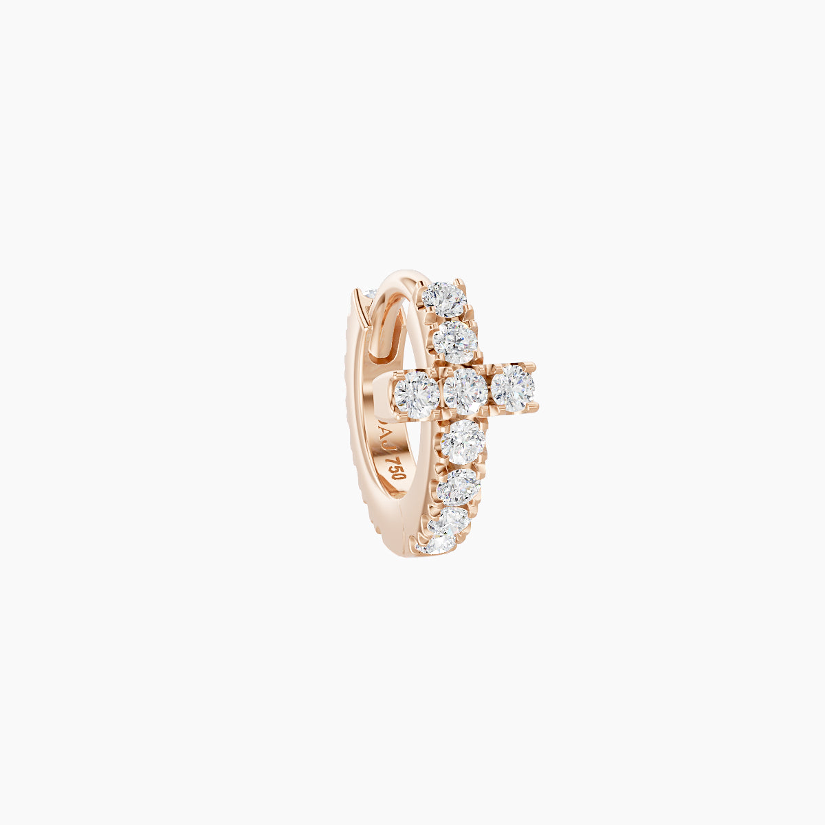 Hecate | 18k Rose Gold 5 mm Cross Diamond Hoop Piercing