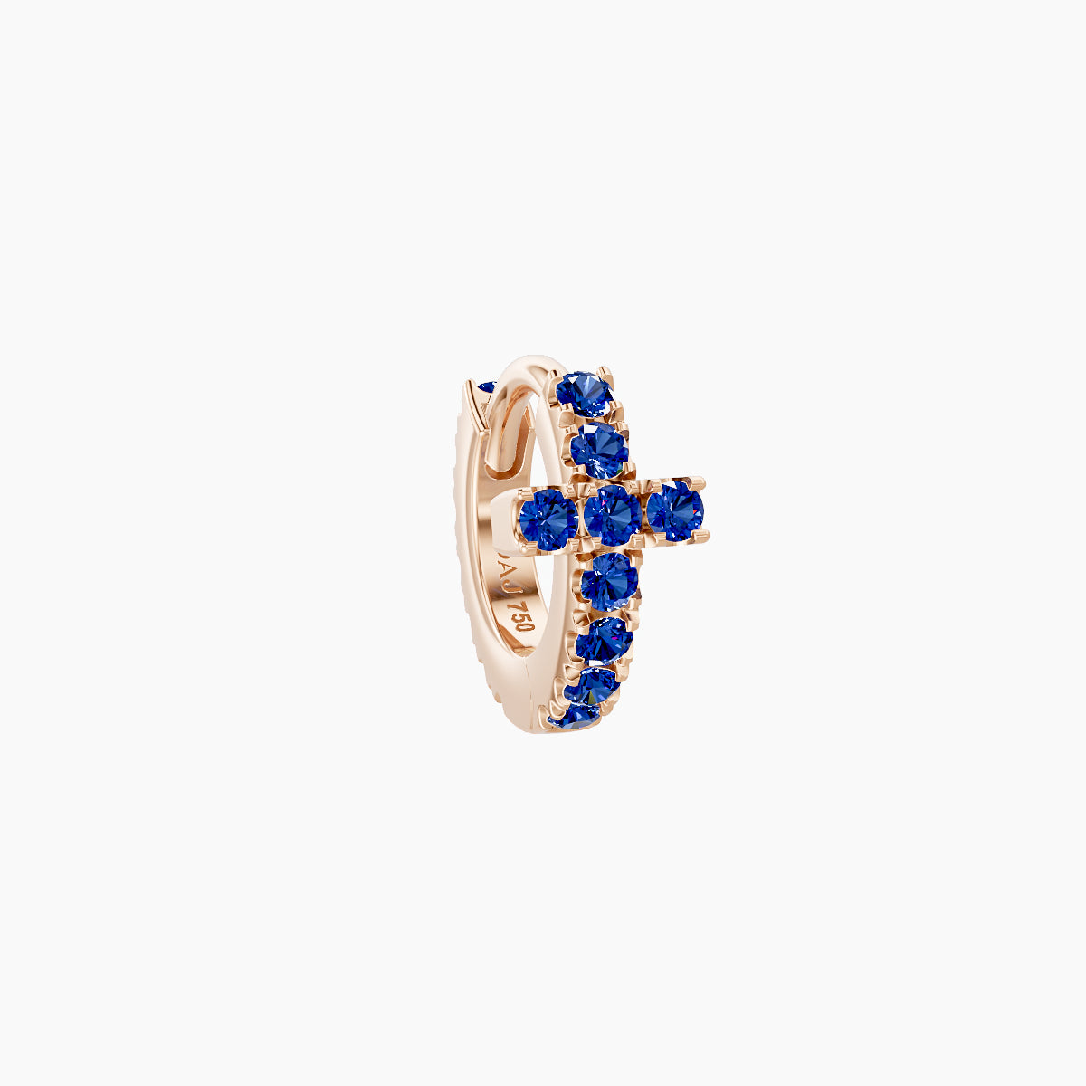 Hecate | 18k Rose Gold 5 mm Cross Sapphire Hoop Piercing