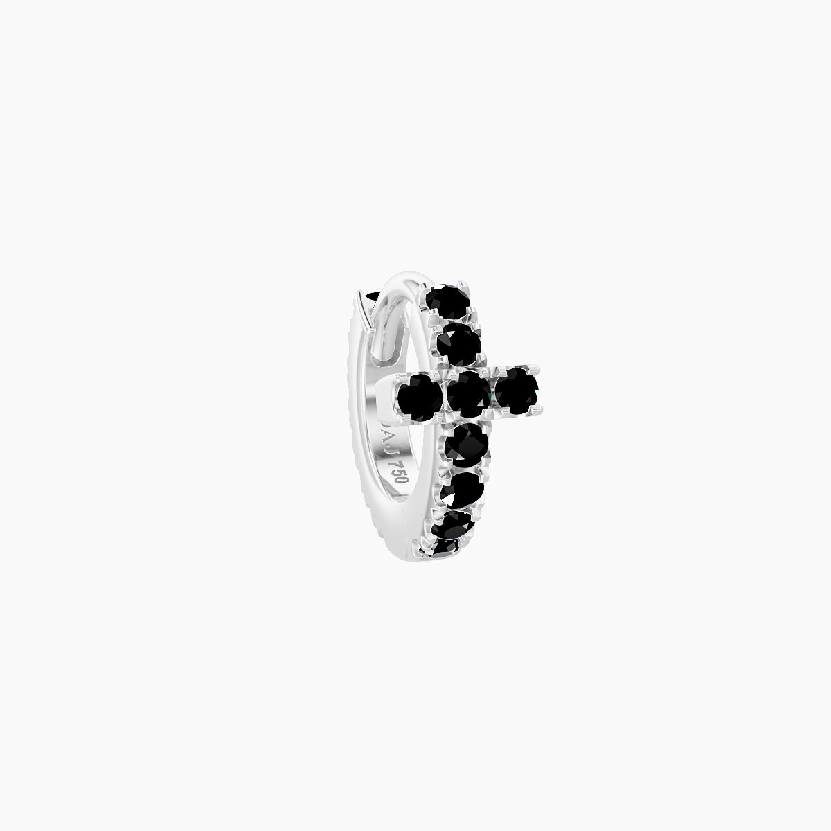 Hecate | 18k White Gold 5 mm Cross Black Diamond Hoop Piercing