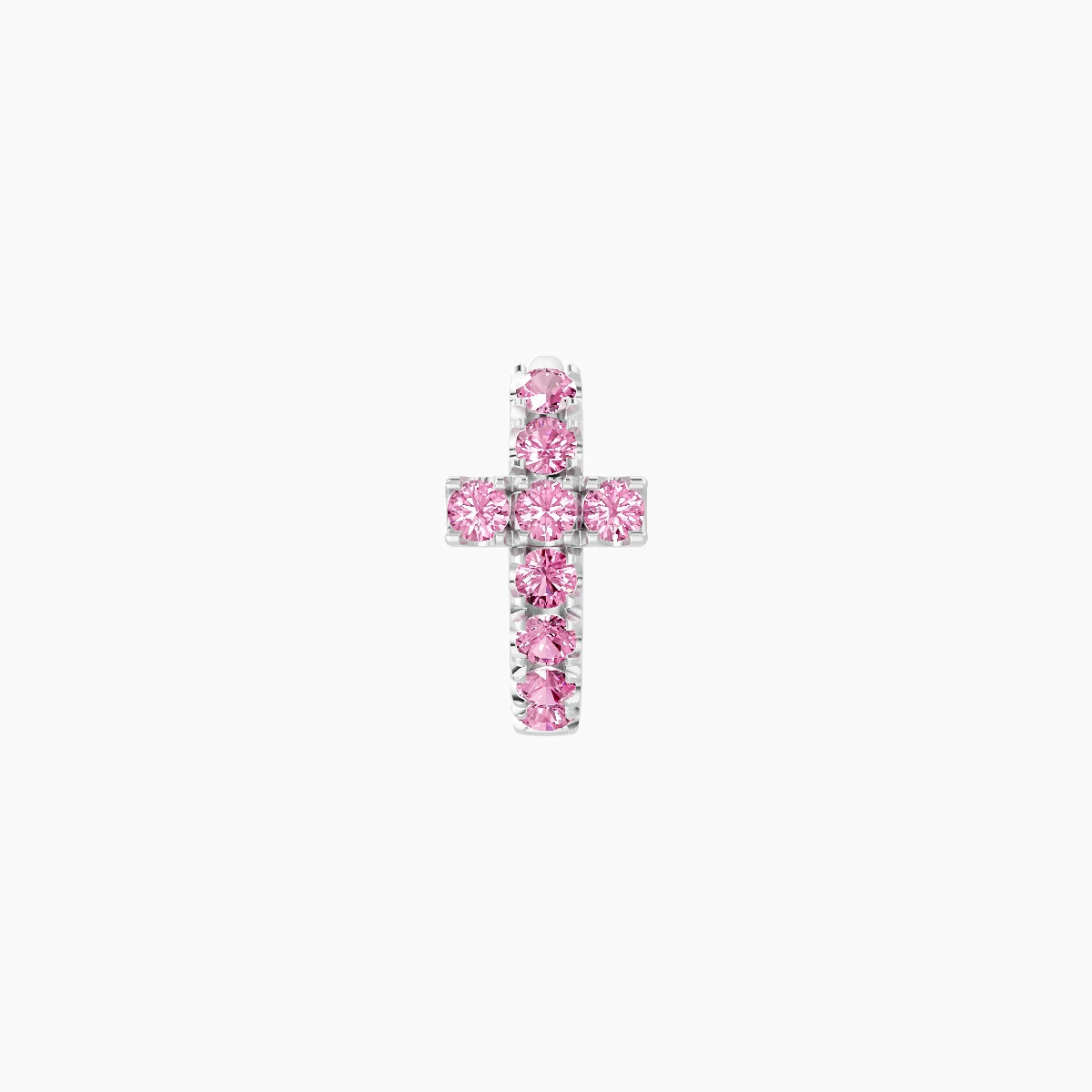 Hecate | 18k White Gold 5 mm Cross Pink Sapphire Hoop Piercing