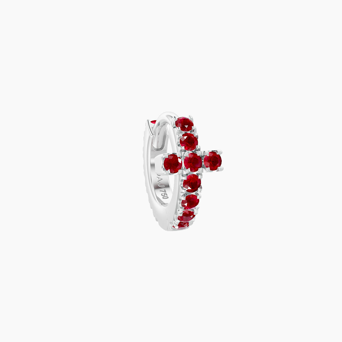 Hecate | 18k White Gold 5 mm Cross Ruby Hoop Piercing