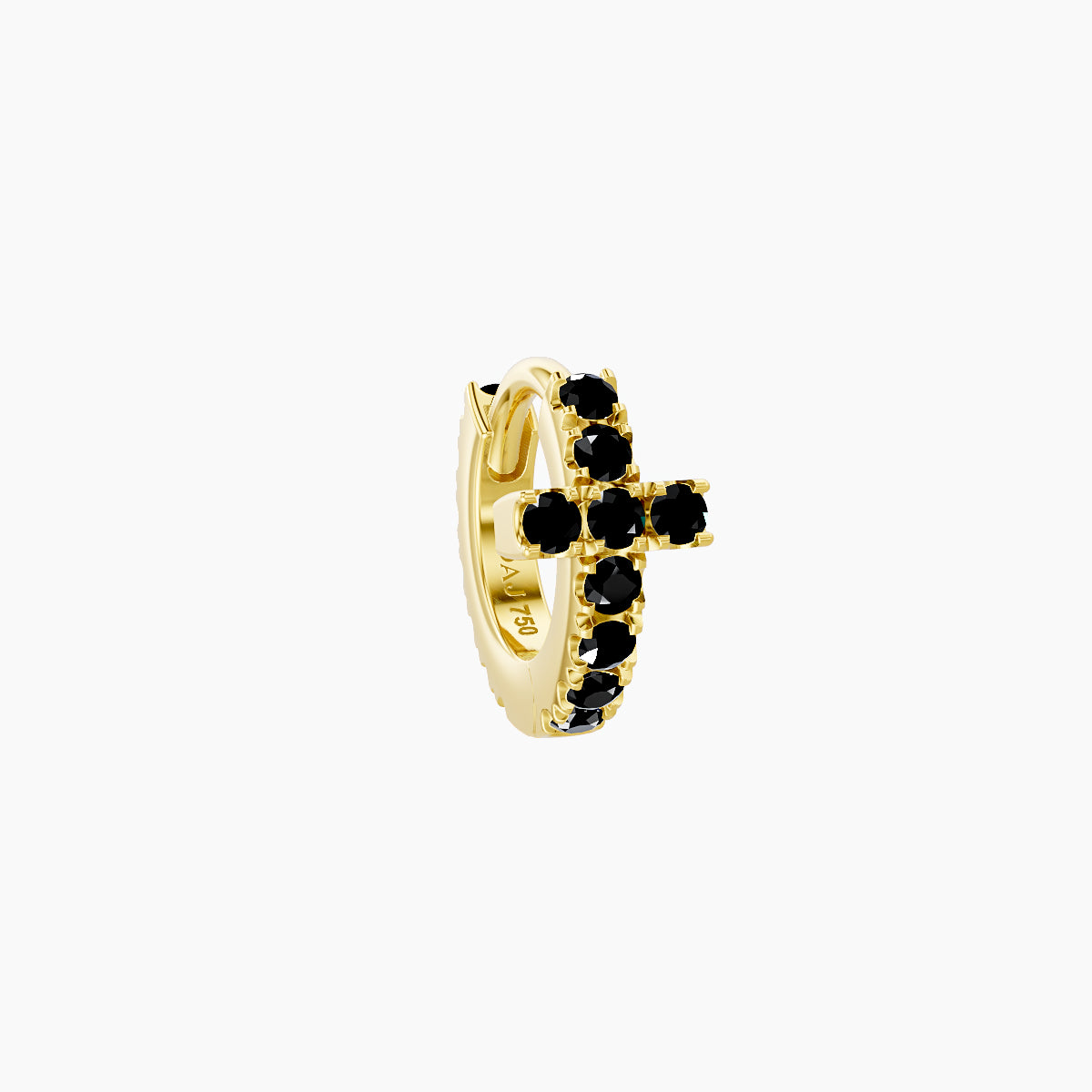 Hecate | 18k Yellow Gold 5 mm Cross Black Diamond Hoop Piercing