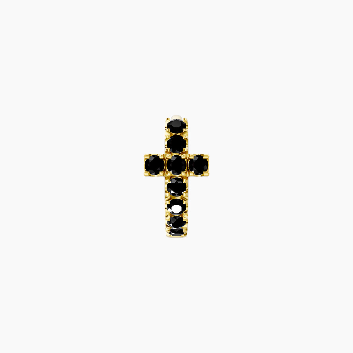 Hecate | 18k Yellow Gold 5 mm Cross Black Diamond Hoop Piercing