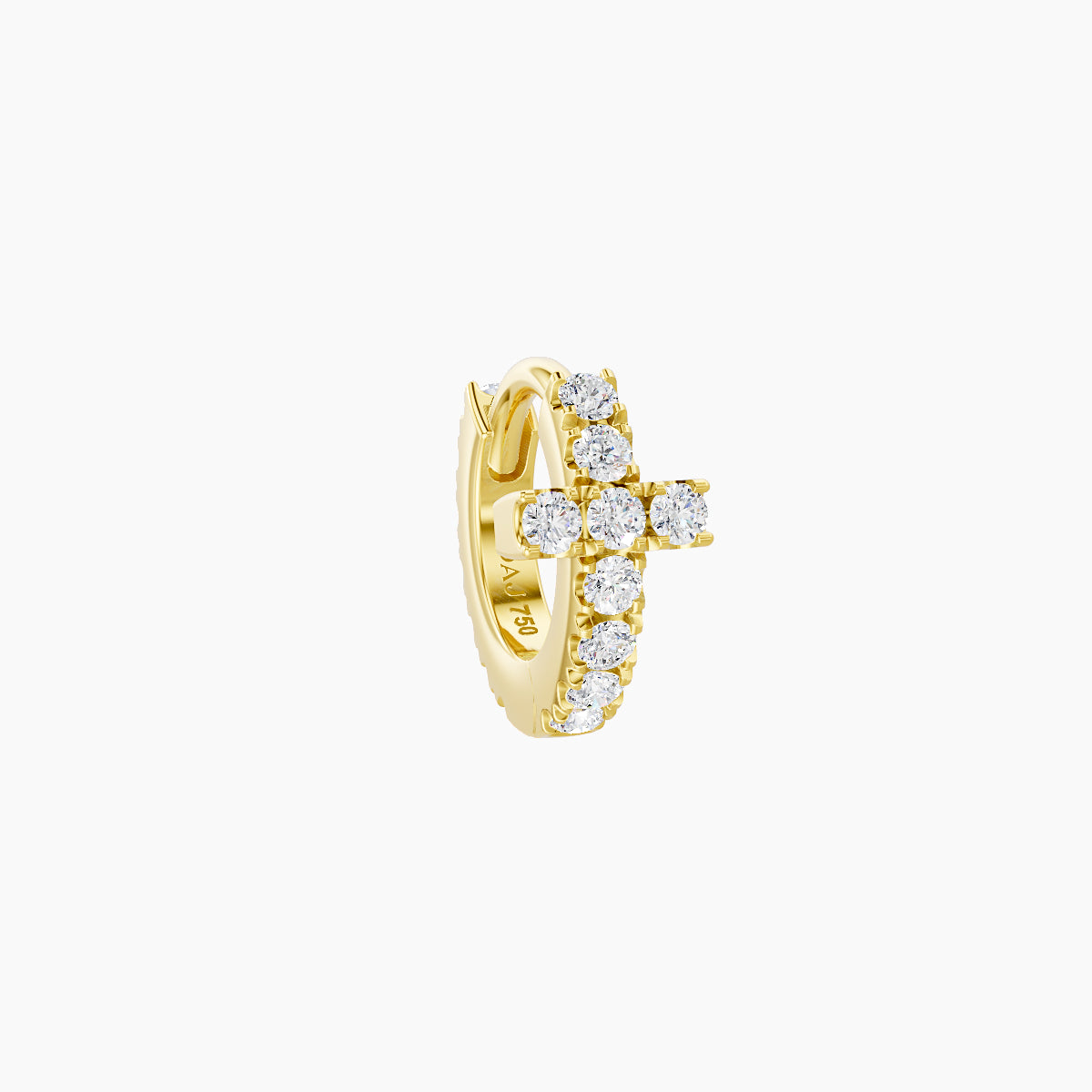 Hecate | 18k Yellow Gold 5 mm Cross Diamond Hoop Piercing