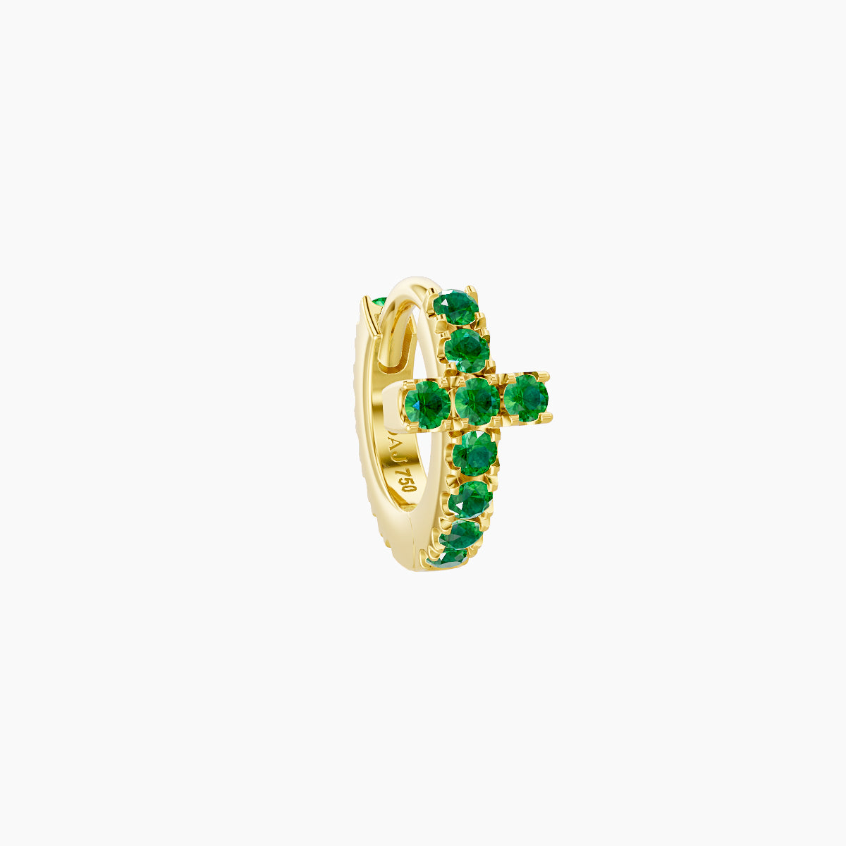 Hecate | 18k Yellow Gold 5 mm Cross Emerald Hoop Piercing