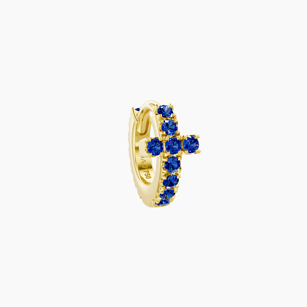 Hecate | 18k Yellow Gold 5 mm Cross Sapphire Hoop Piercing
