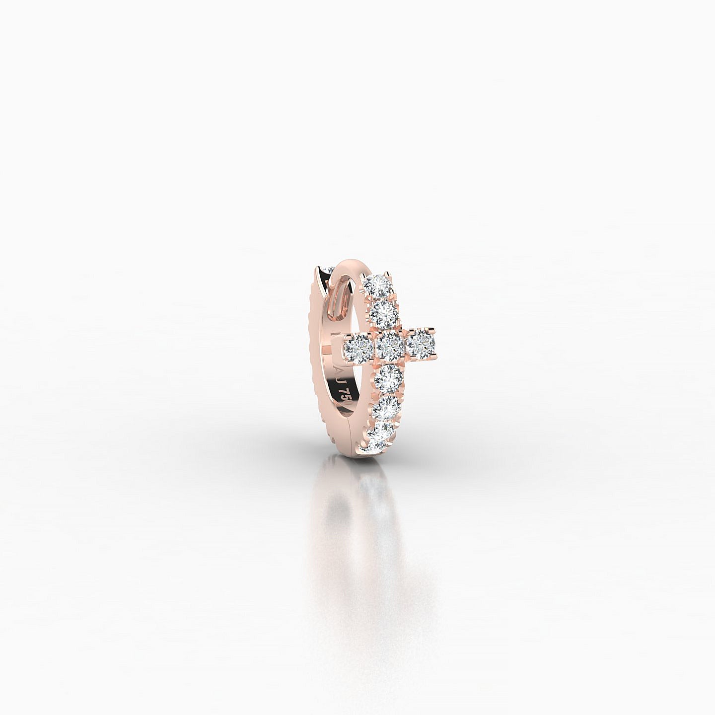 Hecate | 18k Rose Gold 5 mm Cross Diamond Hoop Piercing