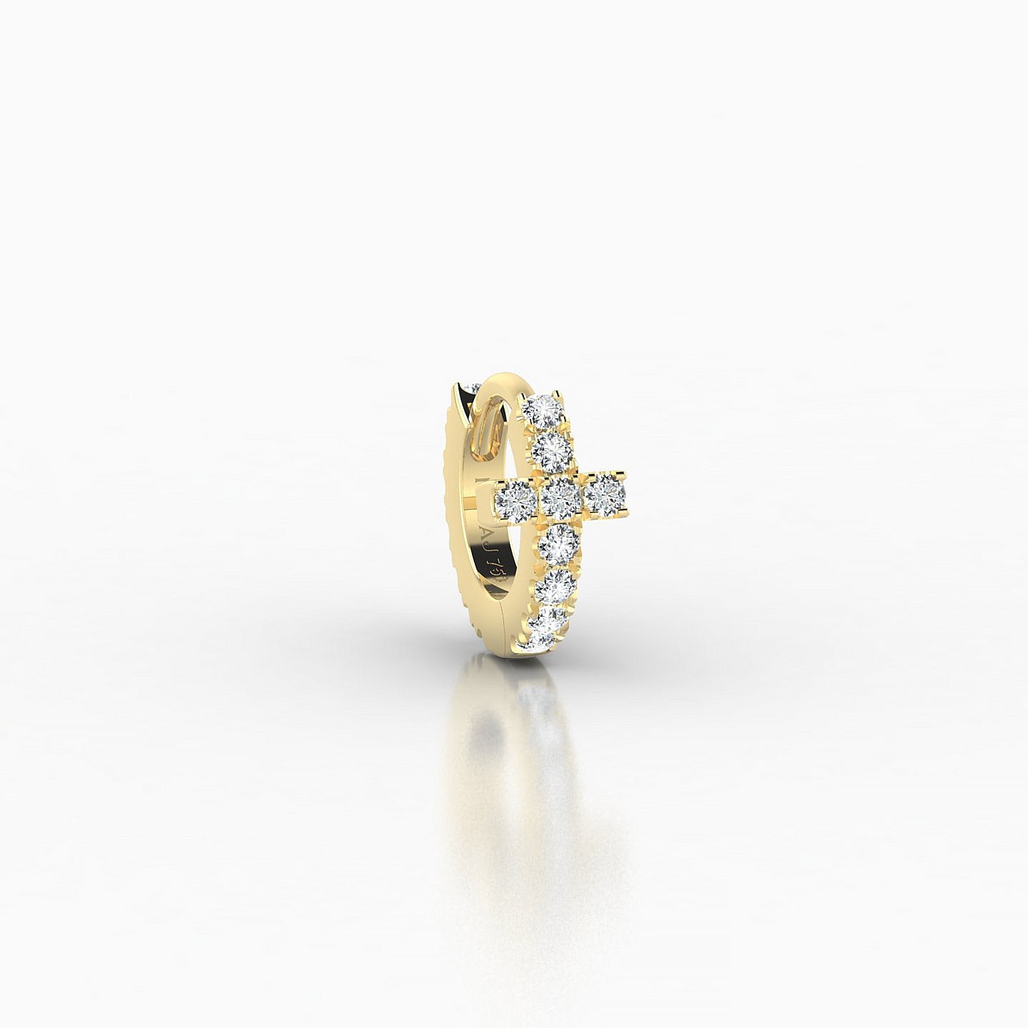 Hecate | 18k Yellow Gold 5 mm Cross Diamond Hoop Piercing