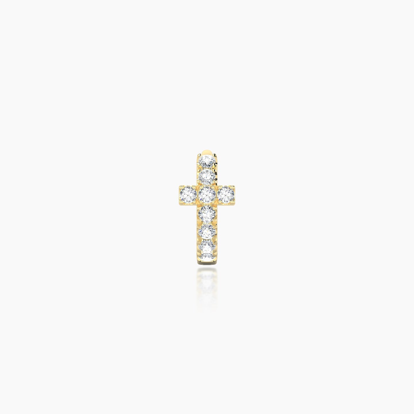 Hecate | 18k Yellow Gold 5 mm Cross Diamond Hoop Piercing