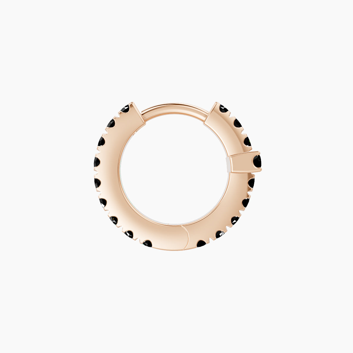 Hecate | 18k Rose Gold 6.5 mm Cross Black Diamond Hoop Piercing