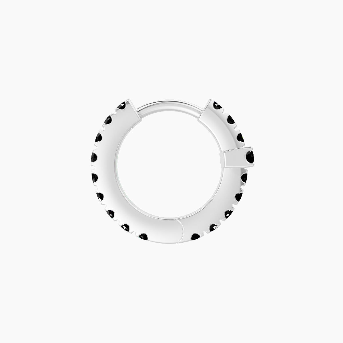 Hecate | 18k White Gold 6.5 mm Cross Black Diamond Hoop Piercing