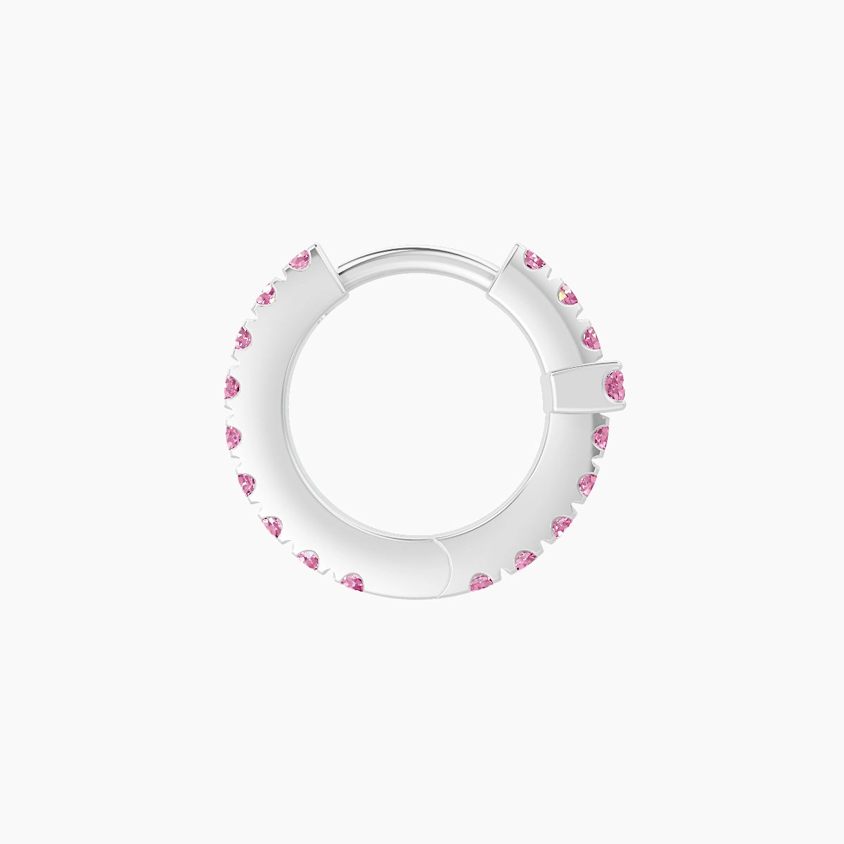 Hecate | 18k White Gold 6.5 mm Cross Pink Sapphire Hoop Piercing