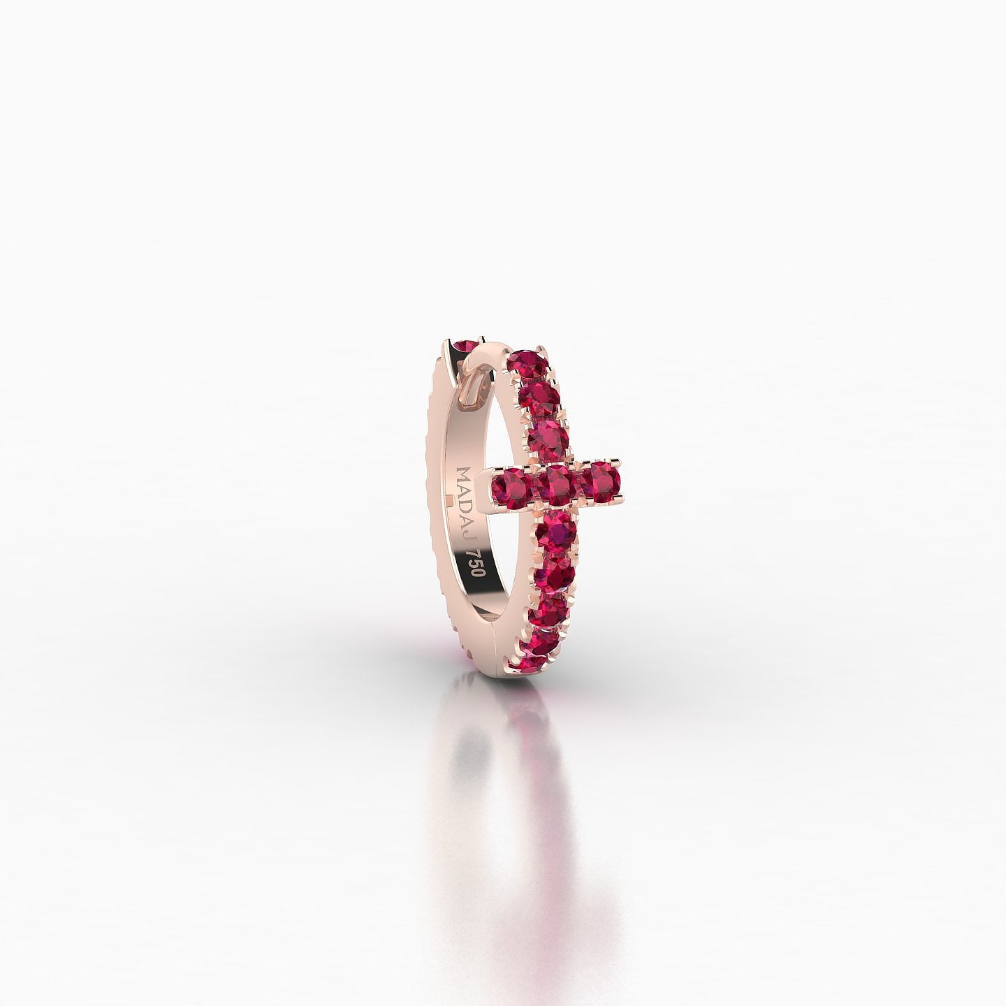 Hecate | 18k Rose Gold 6.5 mm Cross Ruby Hoop Piercing