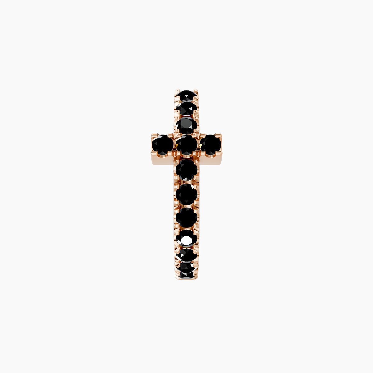 Hecate | 18k Rose Gold 8 mm Cross Black Diamond Hoop Piercing