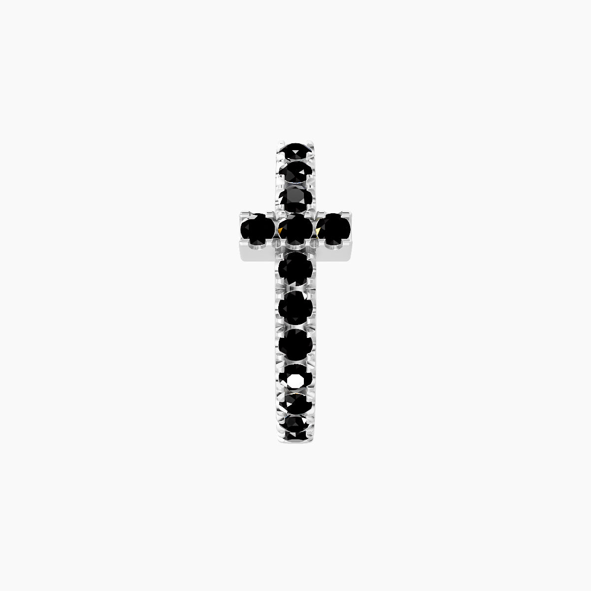 Hecate | 18k White Gold 8 mm Cross Black Diamond Hoop Piercing