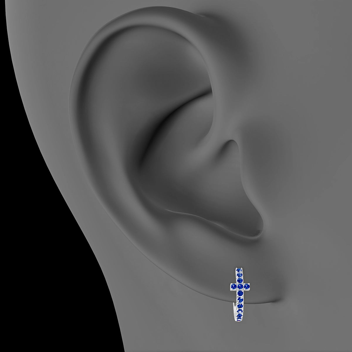 Hecate | 18k White Gold 8 mm Cross Sapphire Hoop Piercing