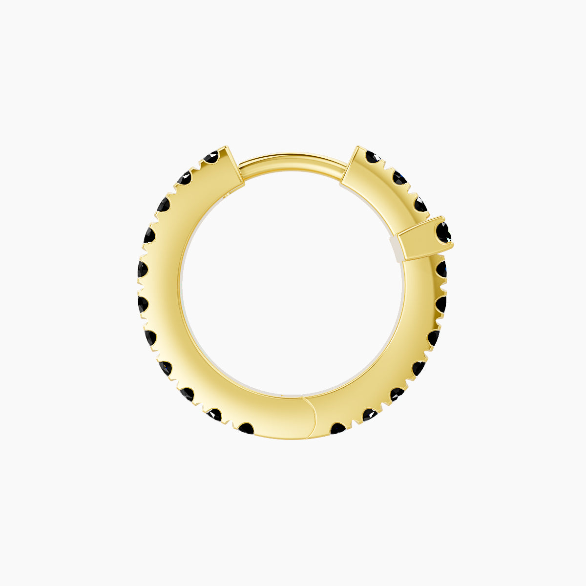 Hecate | 18k Yellow Gold 8 mm Cross Black Diamond Hoop Piercing