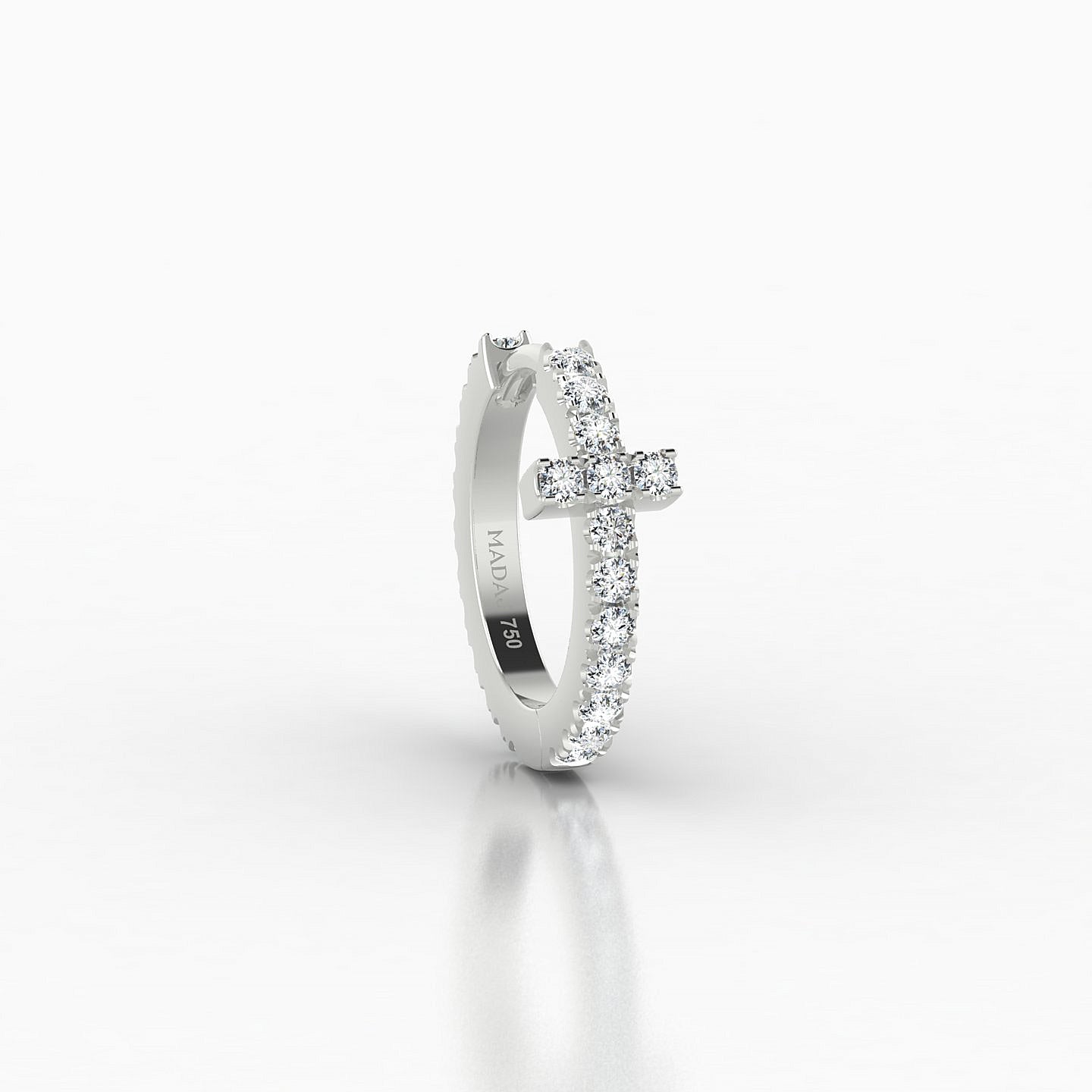 Hecate | 18k White Gold 8 mm Cross Diamond Hoop Piercing