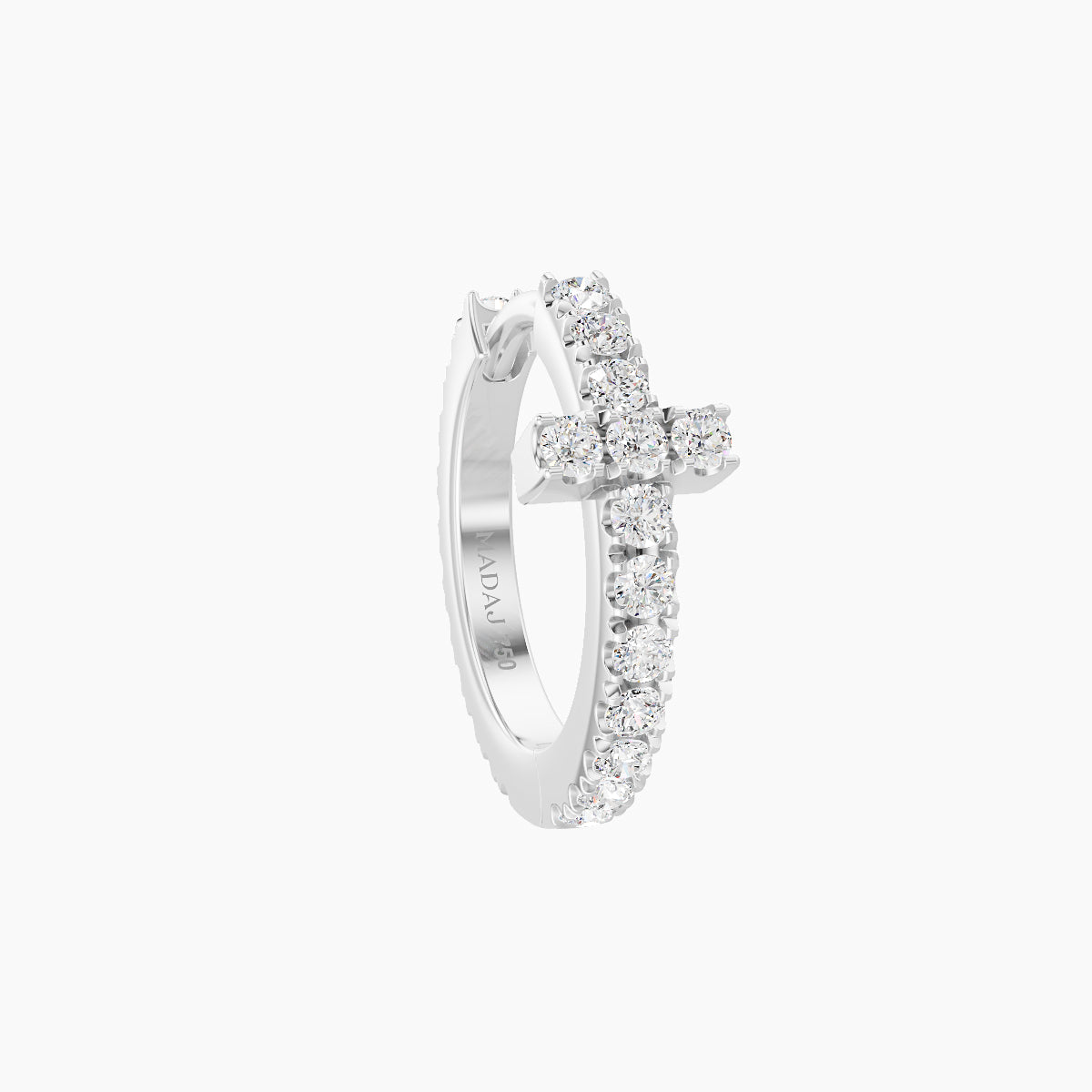 Hecate | 18k White Gold 8 mm Cross Diamond Nose Ring Piercing