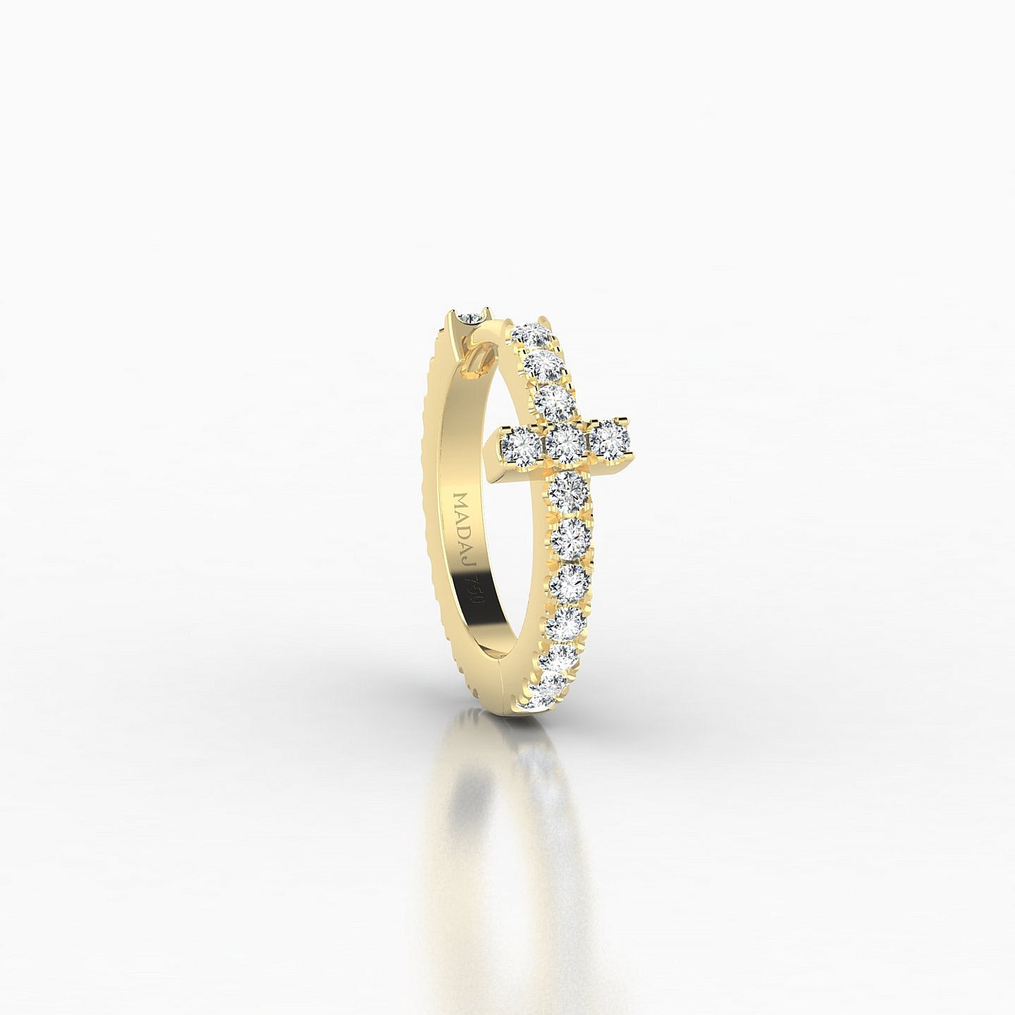 Hecate | 18k Yellow Gold 8 mm Cross Diamond Nose Ring Piercing