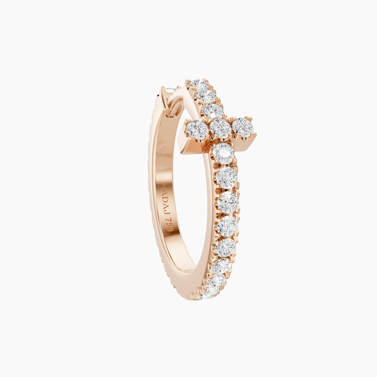 Hecate | 18k Rose Gold 9.5 mm Cross Diamond Hoop Piercing