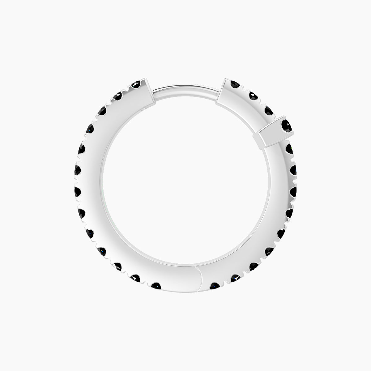 Hecate | 18k White Gold 9.5 mm Cross Black Diamond Hoop Piercing