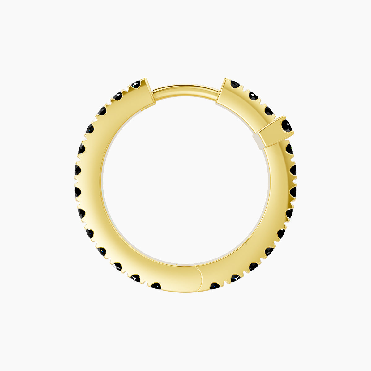 Hecate | 18k Yellow Gold 9.5 mm Cross Black Diamond Hoop Piercing