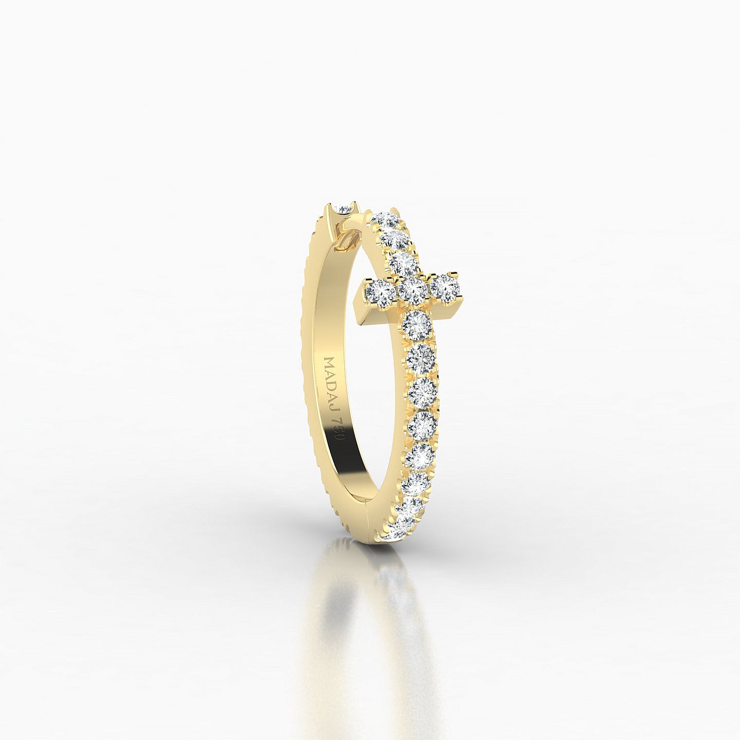 Hecate | 18k Yellow Gold 9.5 mm Cross Diamond Hoop Piercing