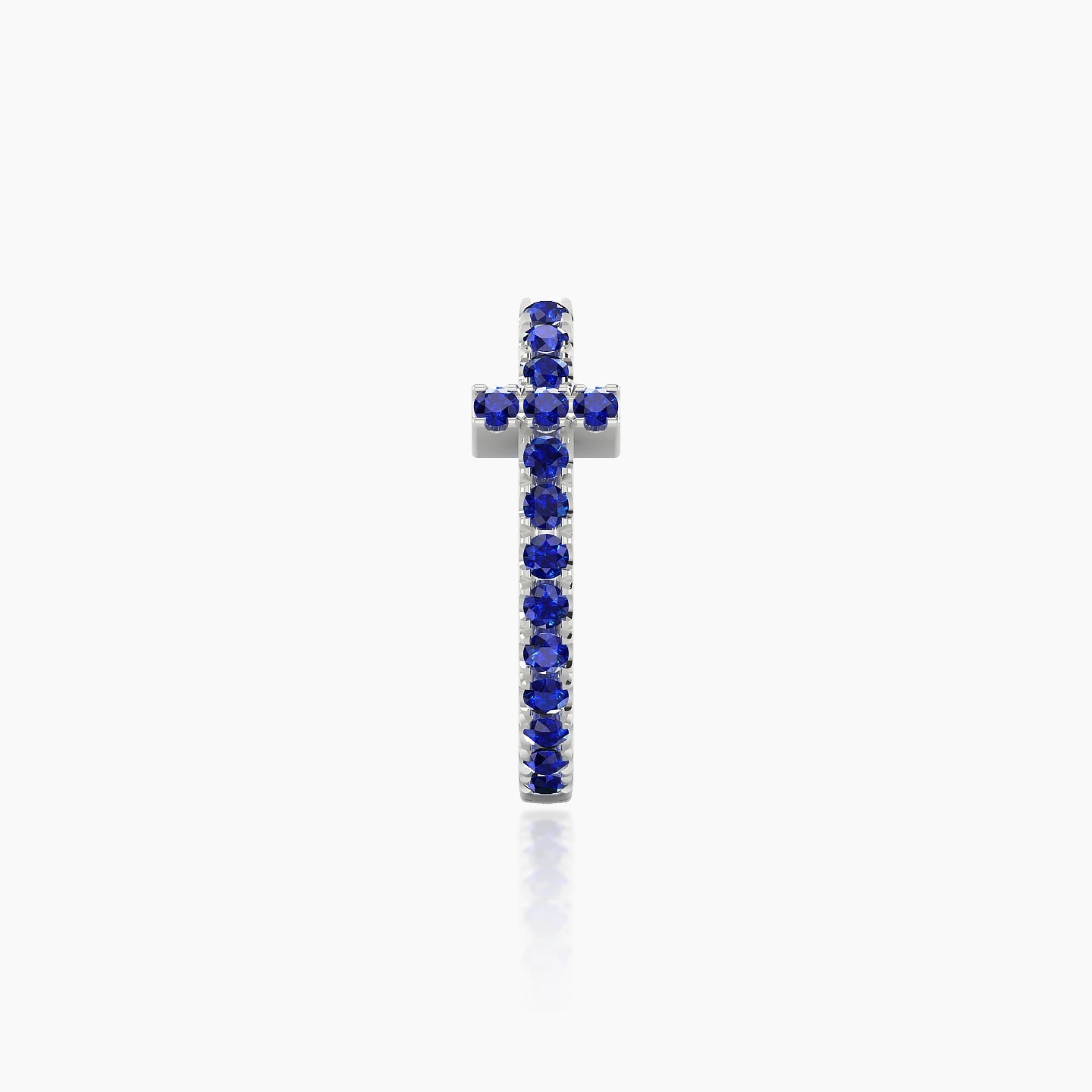 Hecate | 18k White Gold 9.5 mm Cross Sapphire Hoop Piercing
