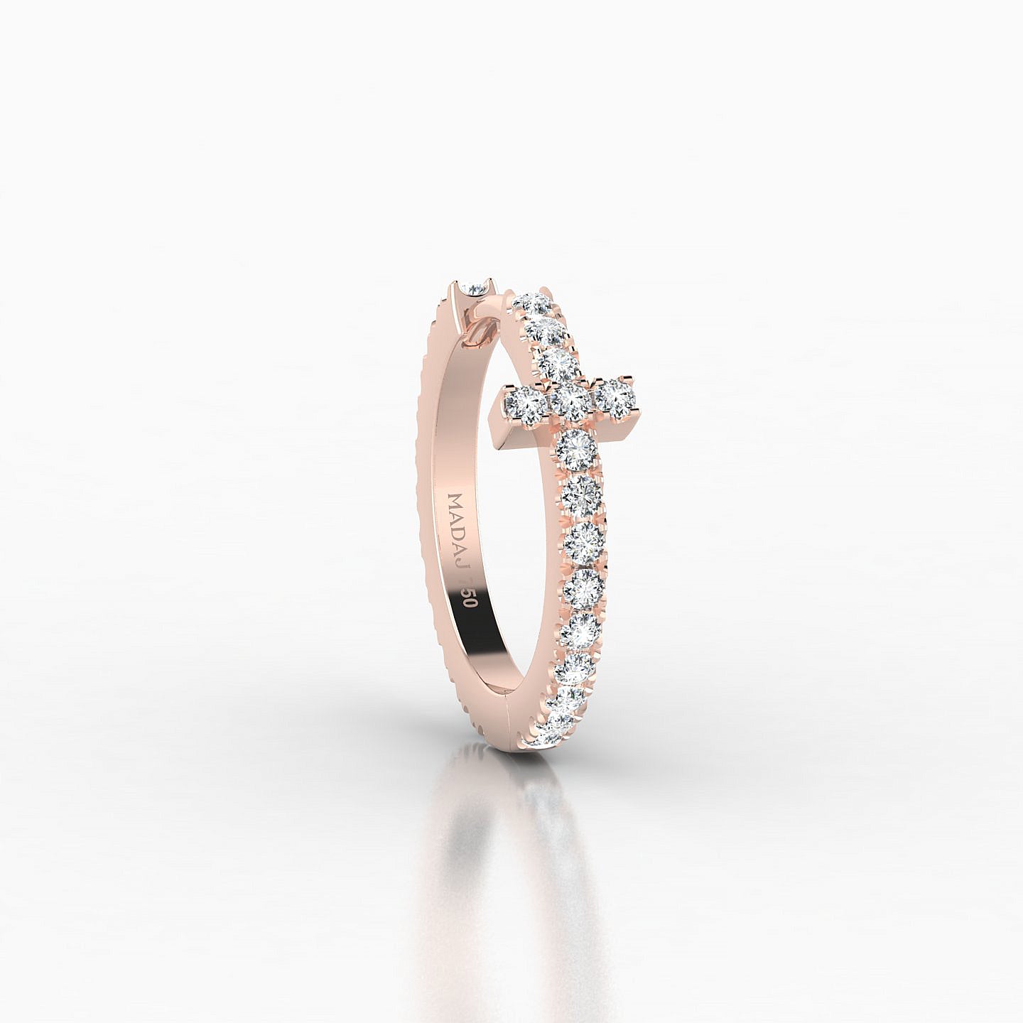 Hecate | 18k Rose Gold 9.5 mm Cross Diamond Nose Ring Piercing