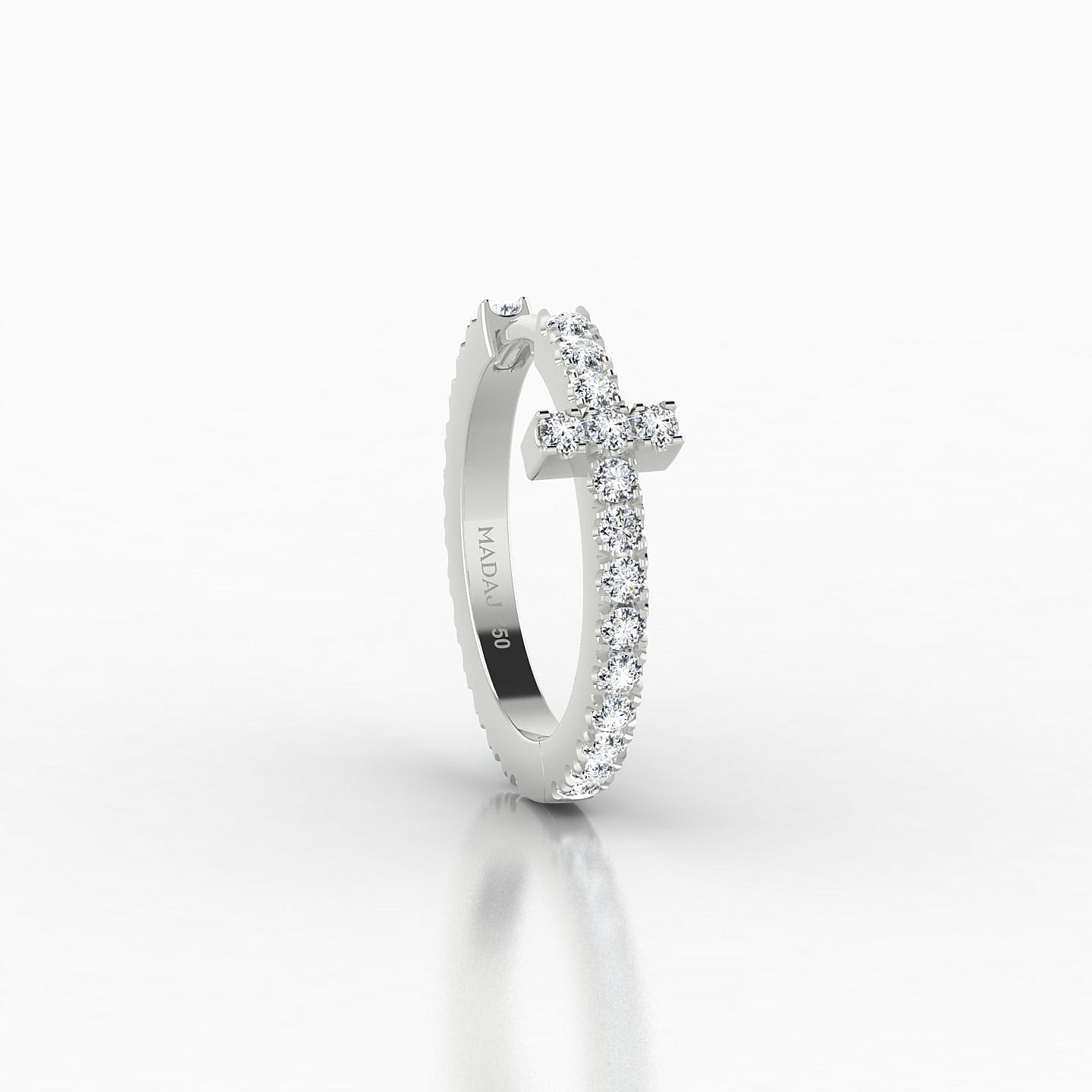 Hecate | 18k White Gold 9.5 mm Cross Diamond Nose Ring Piercing